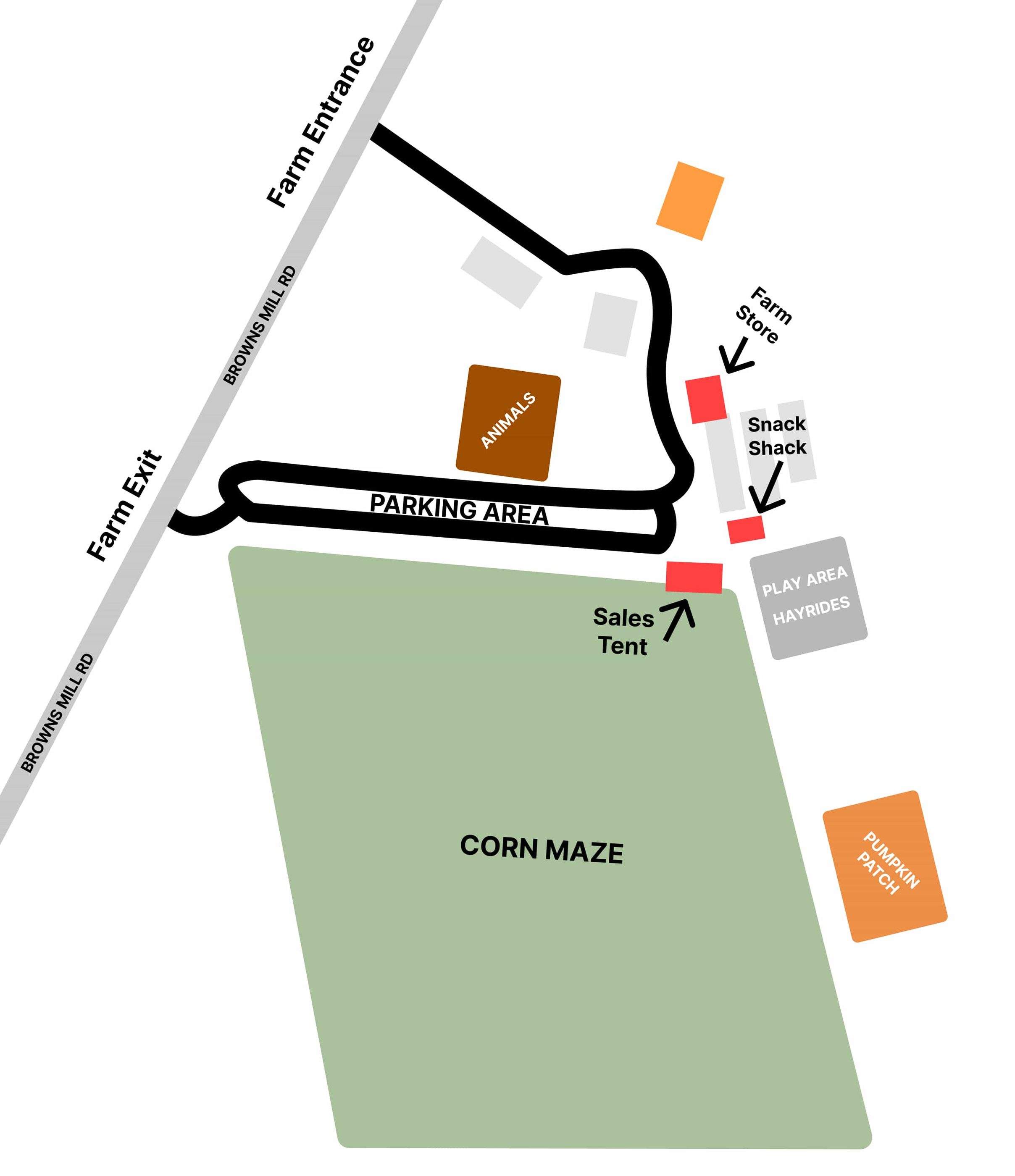 Map of Yoders’ Farm for the fall 2026 season